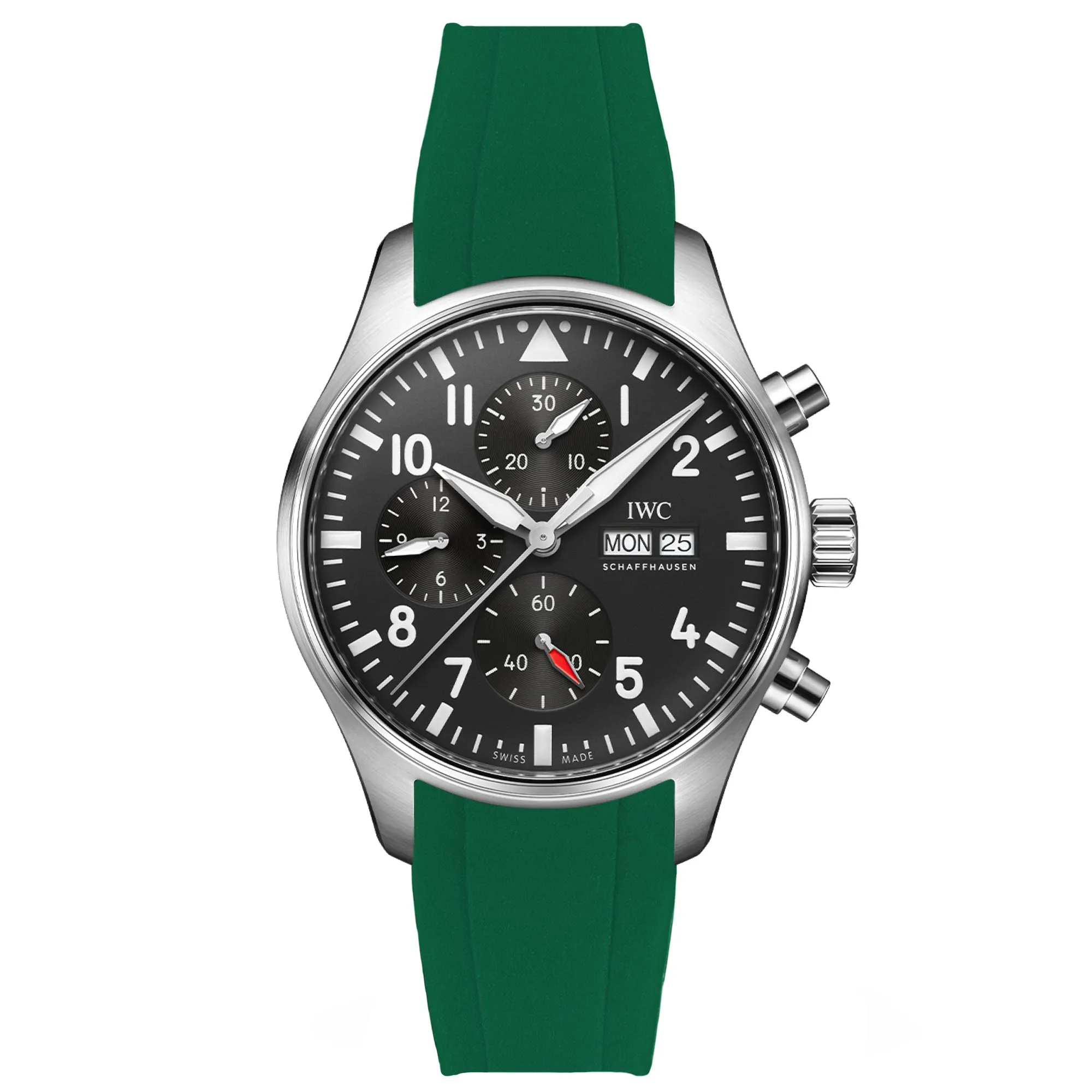 Curved End Rubber Strap for IWC Pilot / Big Pilot  – Dark Green (2418)