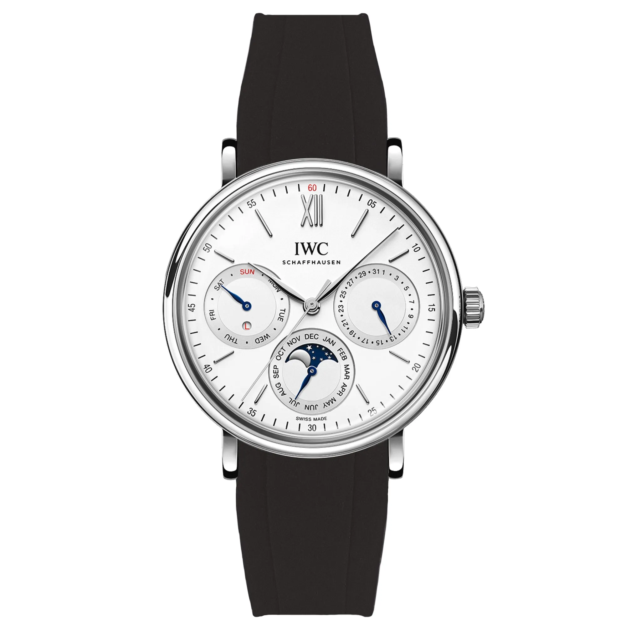 Curved End Rubber Strap for IWC Portugieser – Black (2418)