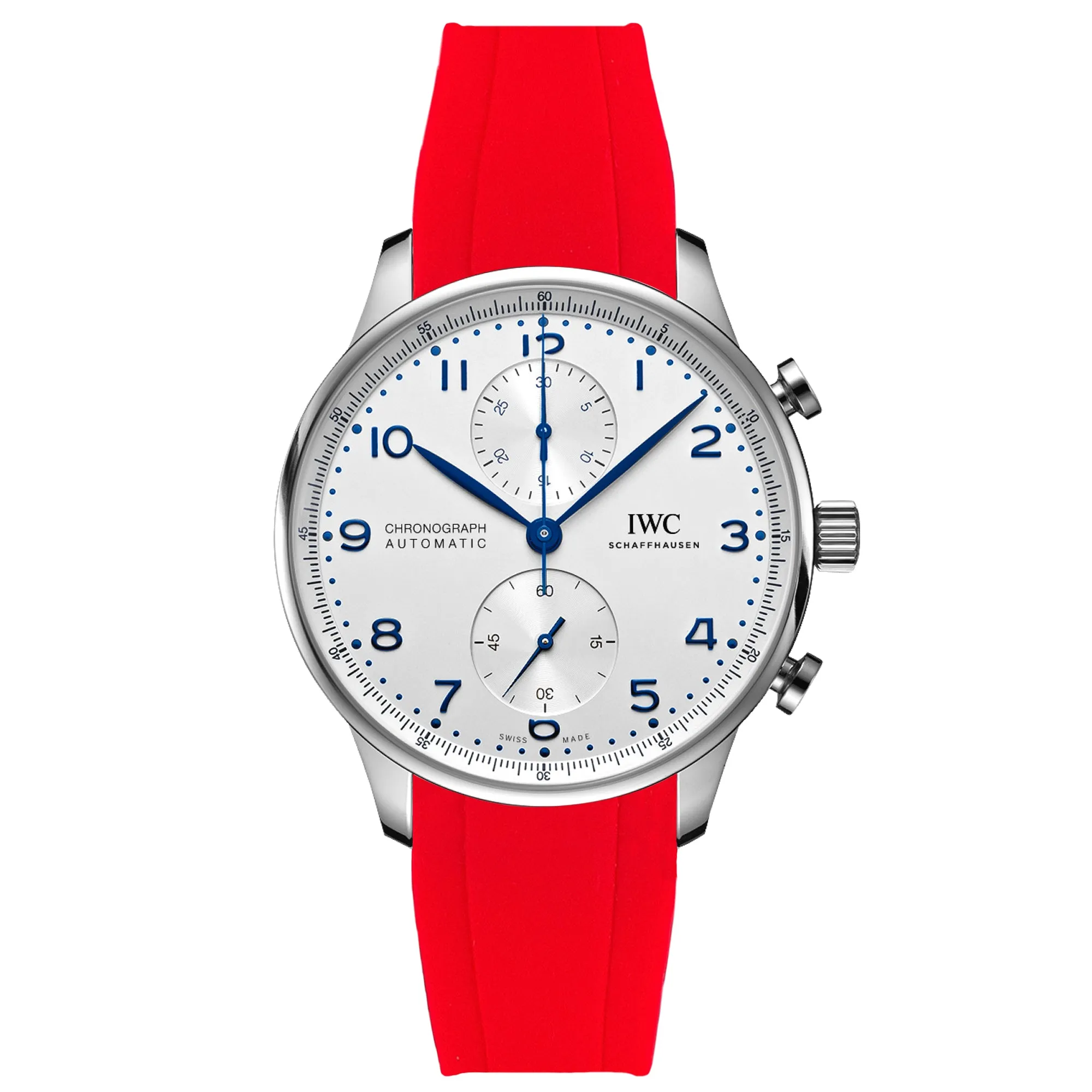 Curved End Rubber Strap for IWC Portugieser – Red (2418)