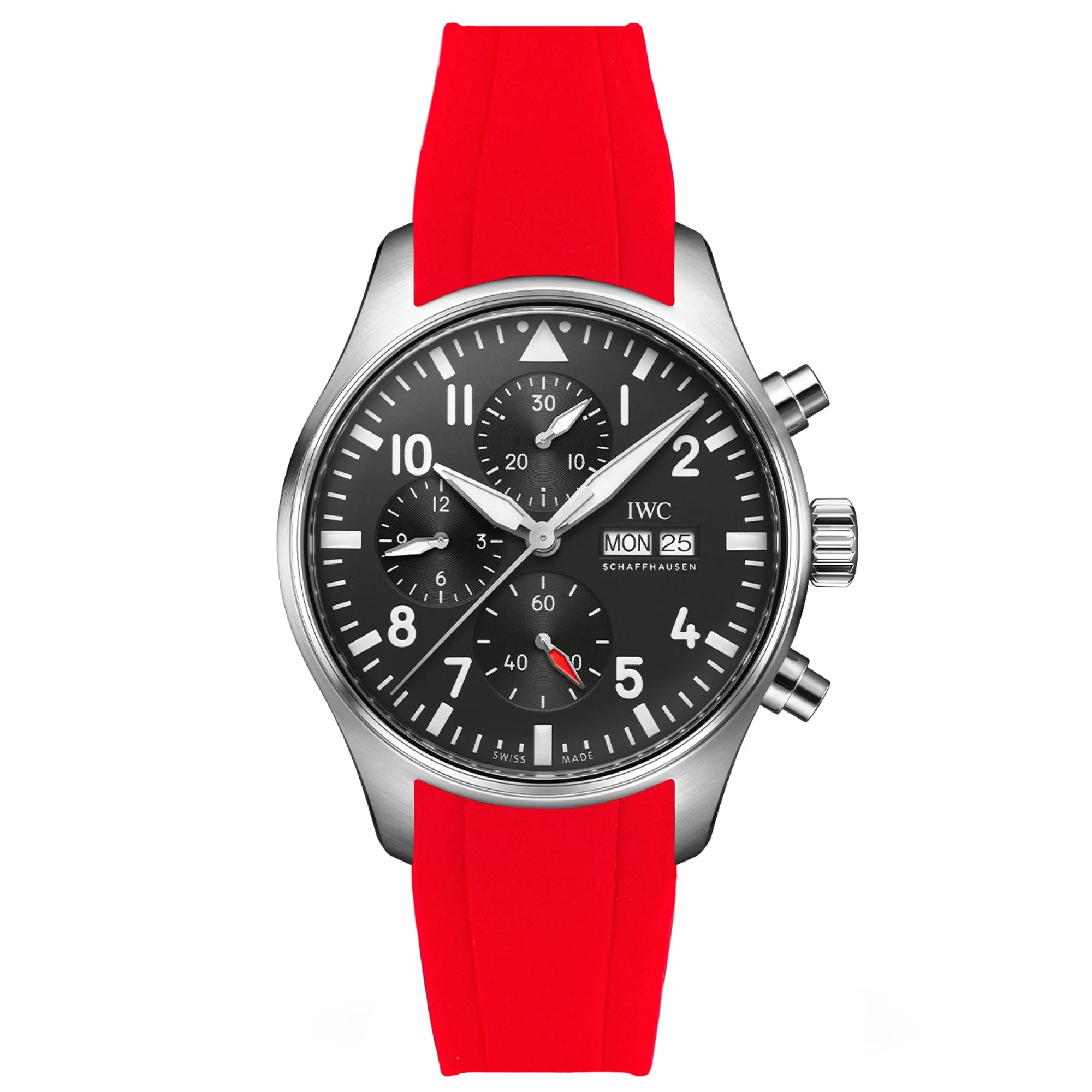 Curved End Rubber Strap for IWC Portugieser – Red (2418)