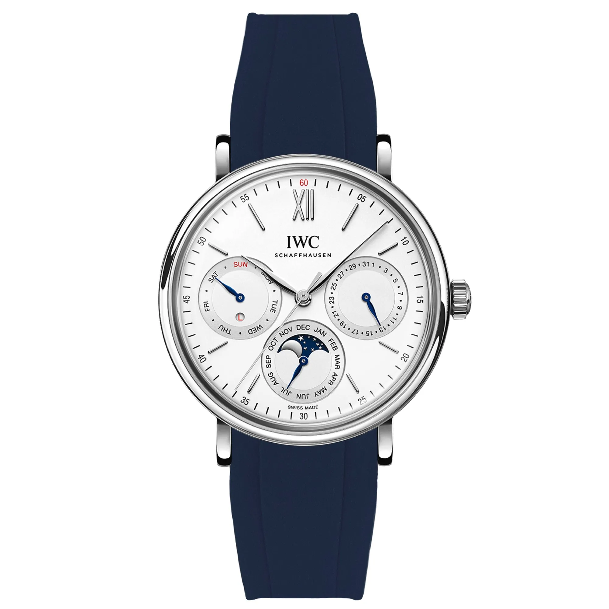 Curved End Rubber Strap for IWC Portugieser – Royal Blue (2418)