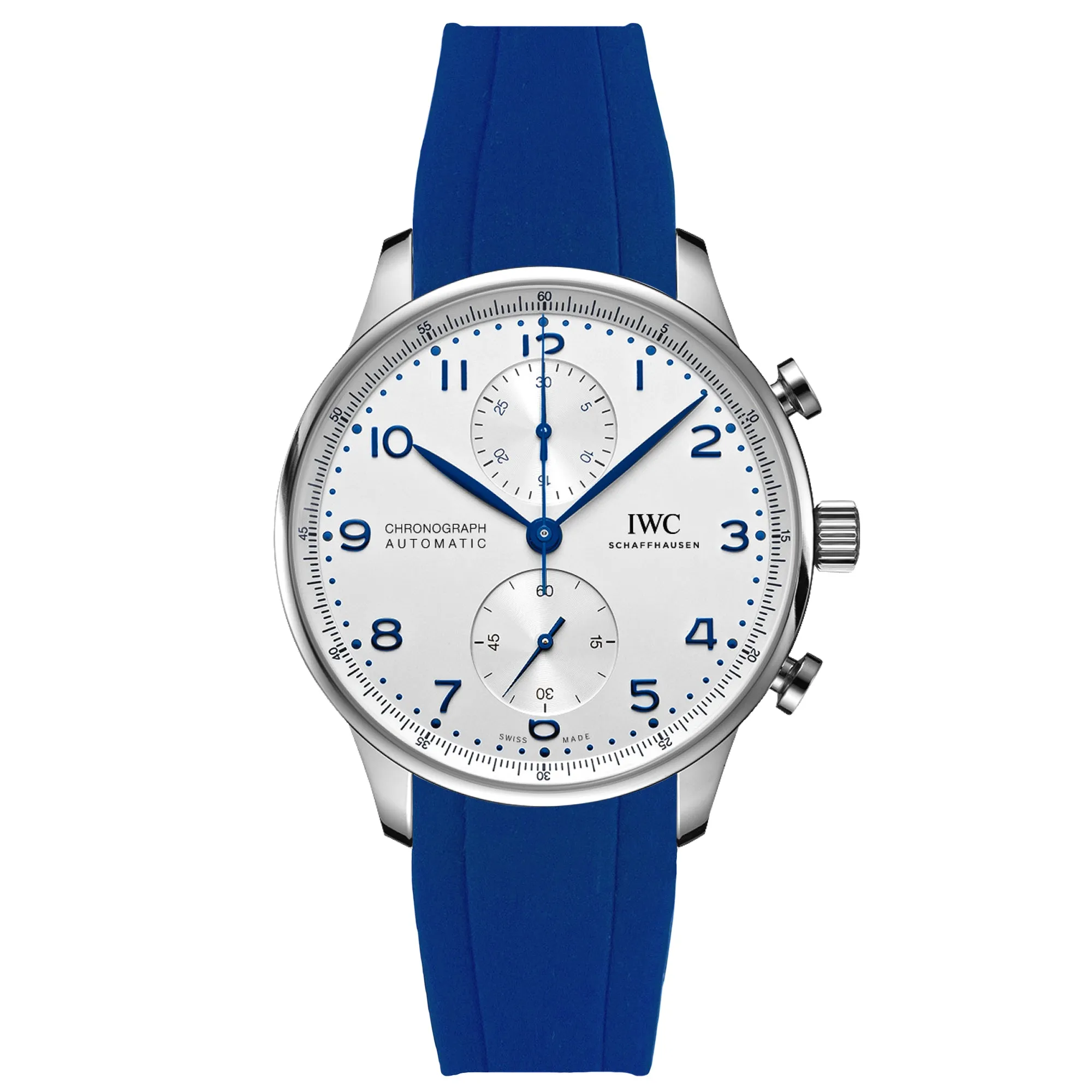 Curved End Rubber Strap for IWC Portugieser – Royal Blue (2418)