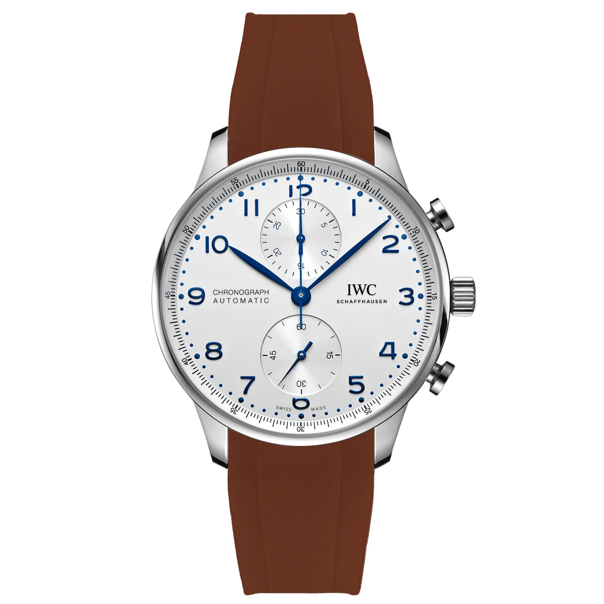 Curved End Rubber Strap for IWC Portugieser – Royal Blue (2418)