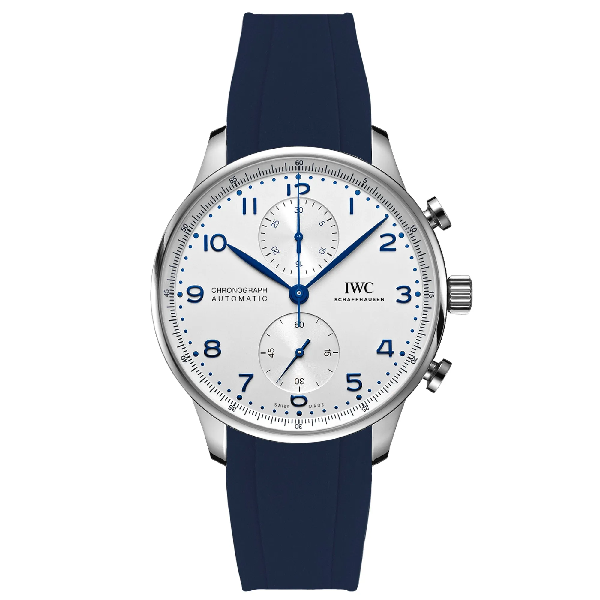 Curved End Rubber Strap for IWC Portugieser – Royal Blue (2418)