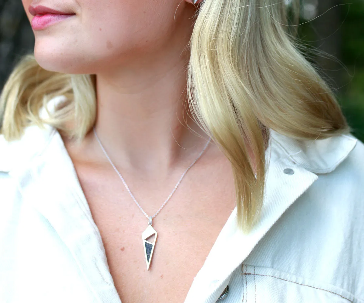 Dagger Leather Inlay Crystal Necklace