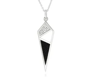 Dagger Leather Inlay Crystal Necklace