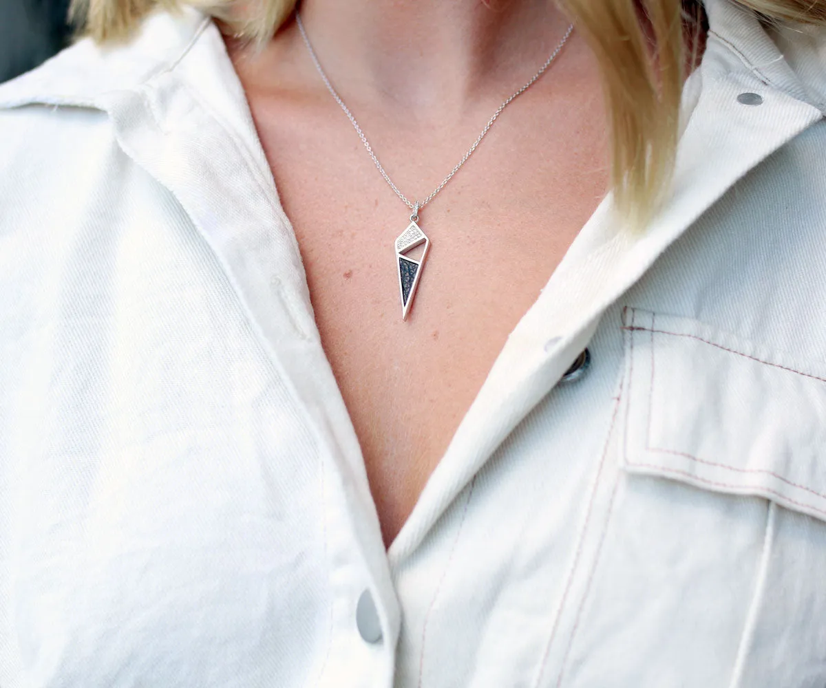 Dagger Leather Inlay Crystal Necklace