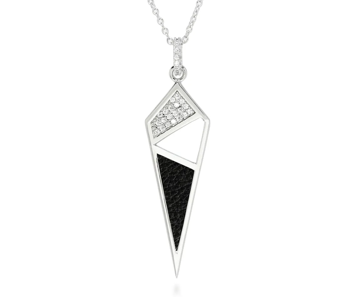 Dagger Leather Inlay Crystal Necklace