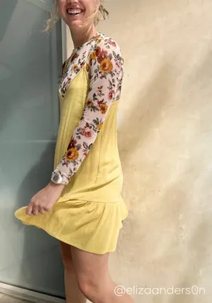 Daisy Dropped Waist Mini Dress - Yellow