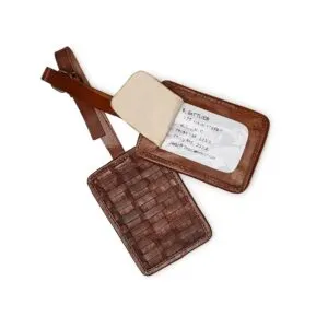 Dark Chestnut Leather Luggage Tag