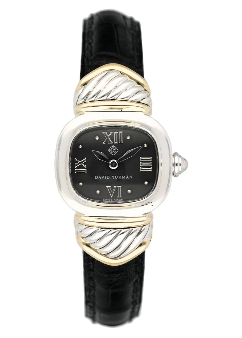 David Yurman Black Dial 14K Gold Steel Ladies Watch