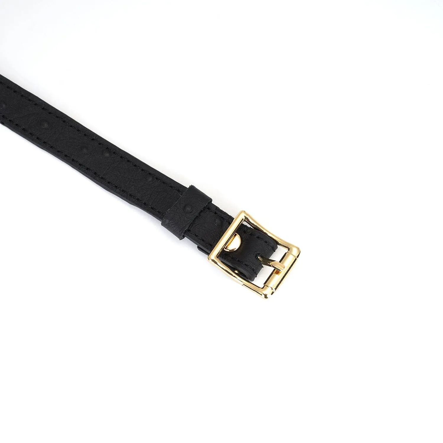 Demon's Kiss Black Leather Choker with Big Letters SLUT