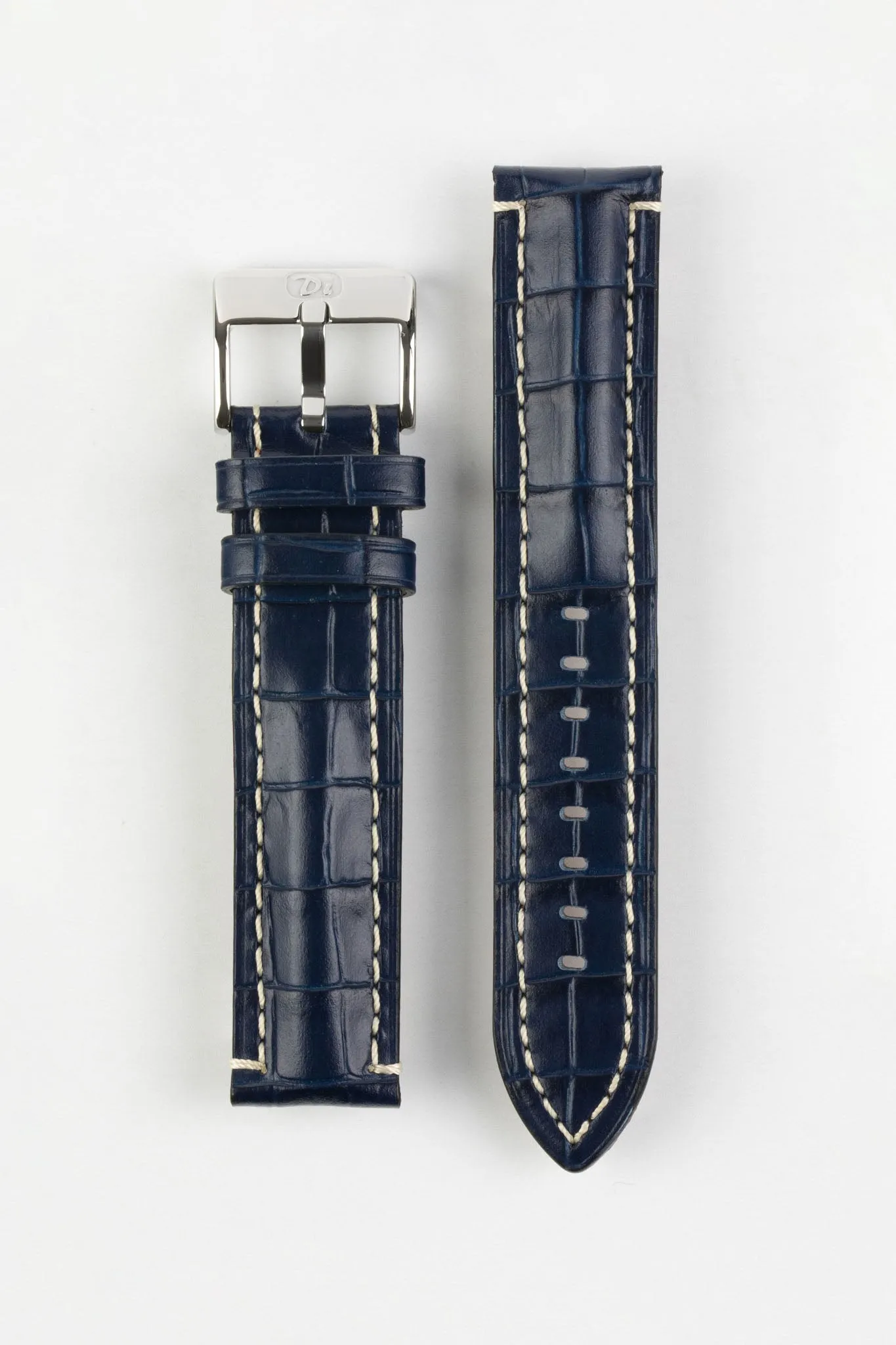 Di-Modell BALI CHRONO Alligator-Embossed Padded Watch Strap in BLUE