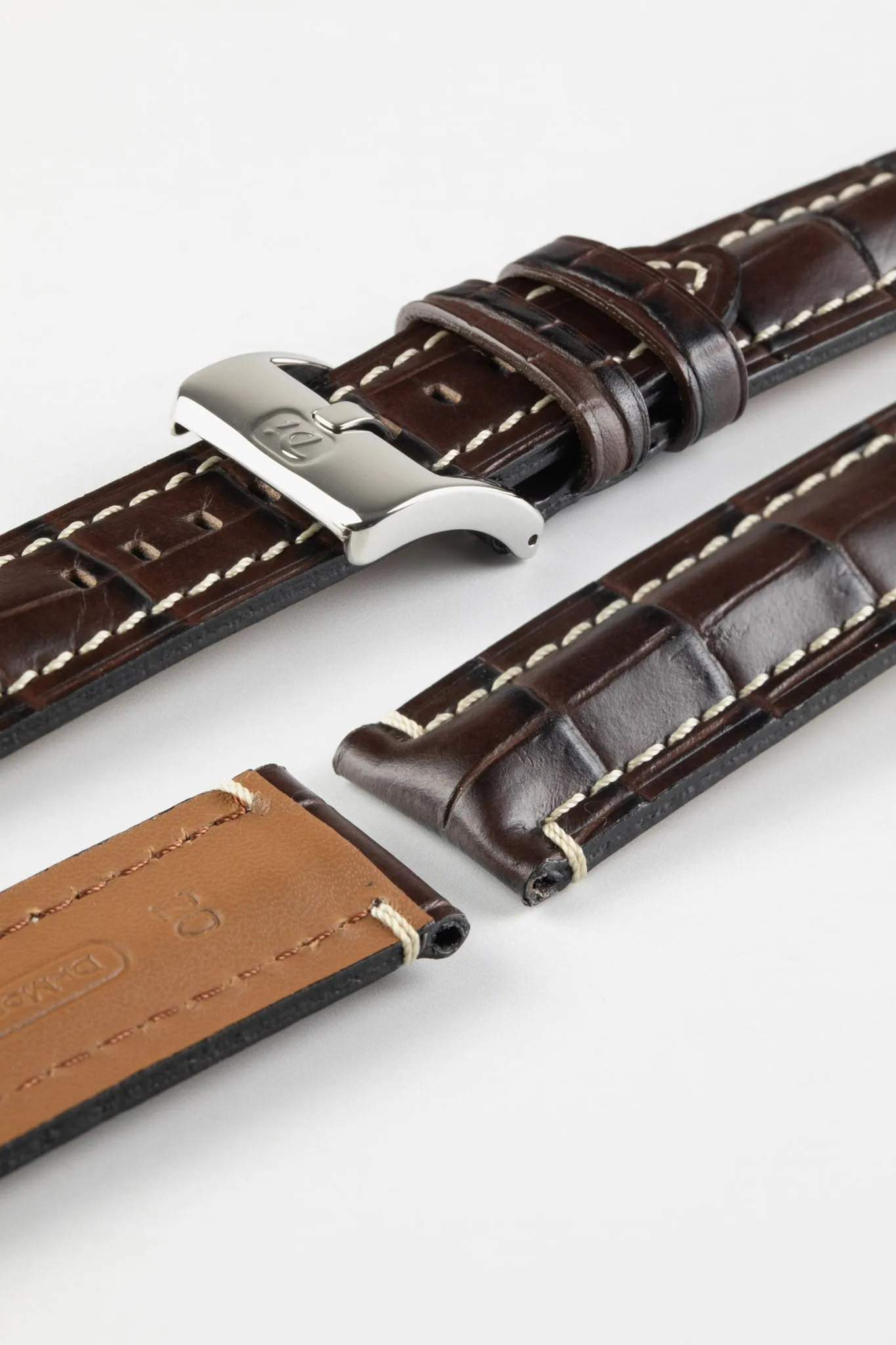 Di-Modell BALI CHRONO Alligator-Embossed Padded Watch Strap in BROWN