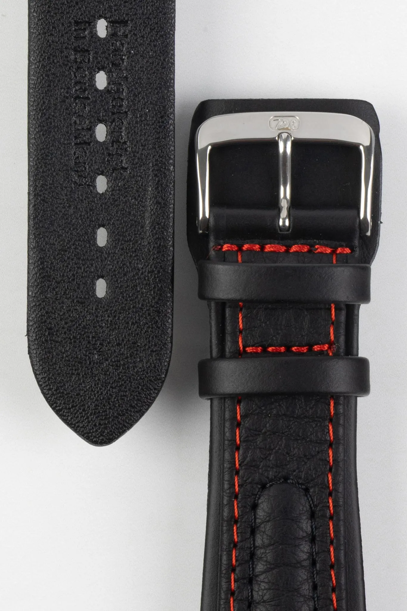 Di-Modell CHRONISSIMO Waterproof Leather Watch Strap in BLACK / RED