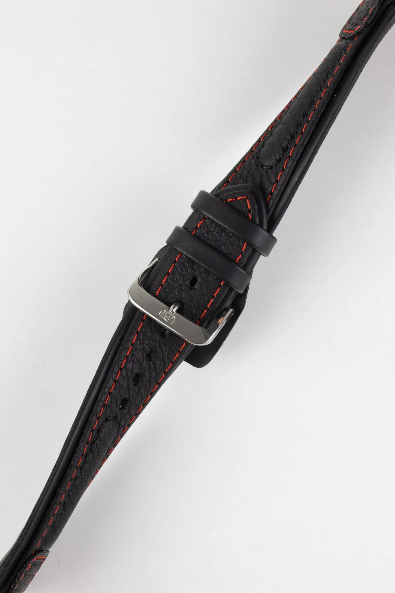 Di-Modell CHRONISSIMO Waterproof Leather Watch Strap in BLACK / RED