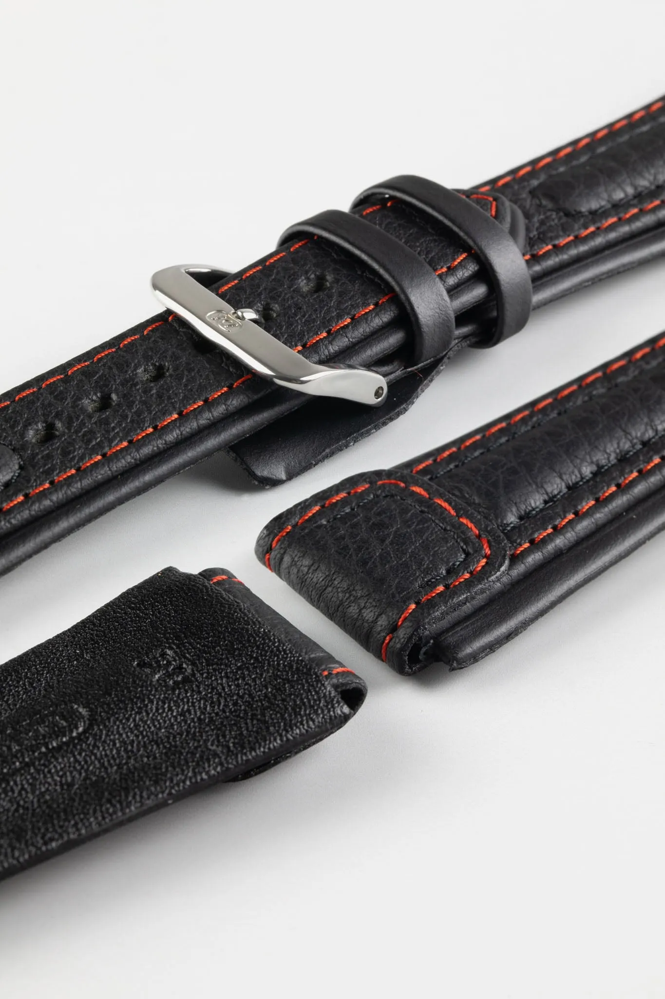 Di-Modell CHRONISSIMO Waterproof Leather Watch Strap in BLACK / RED