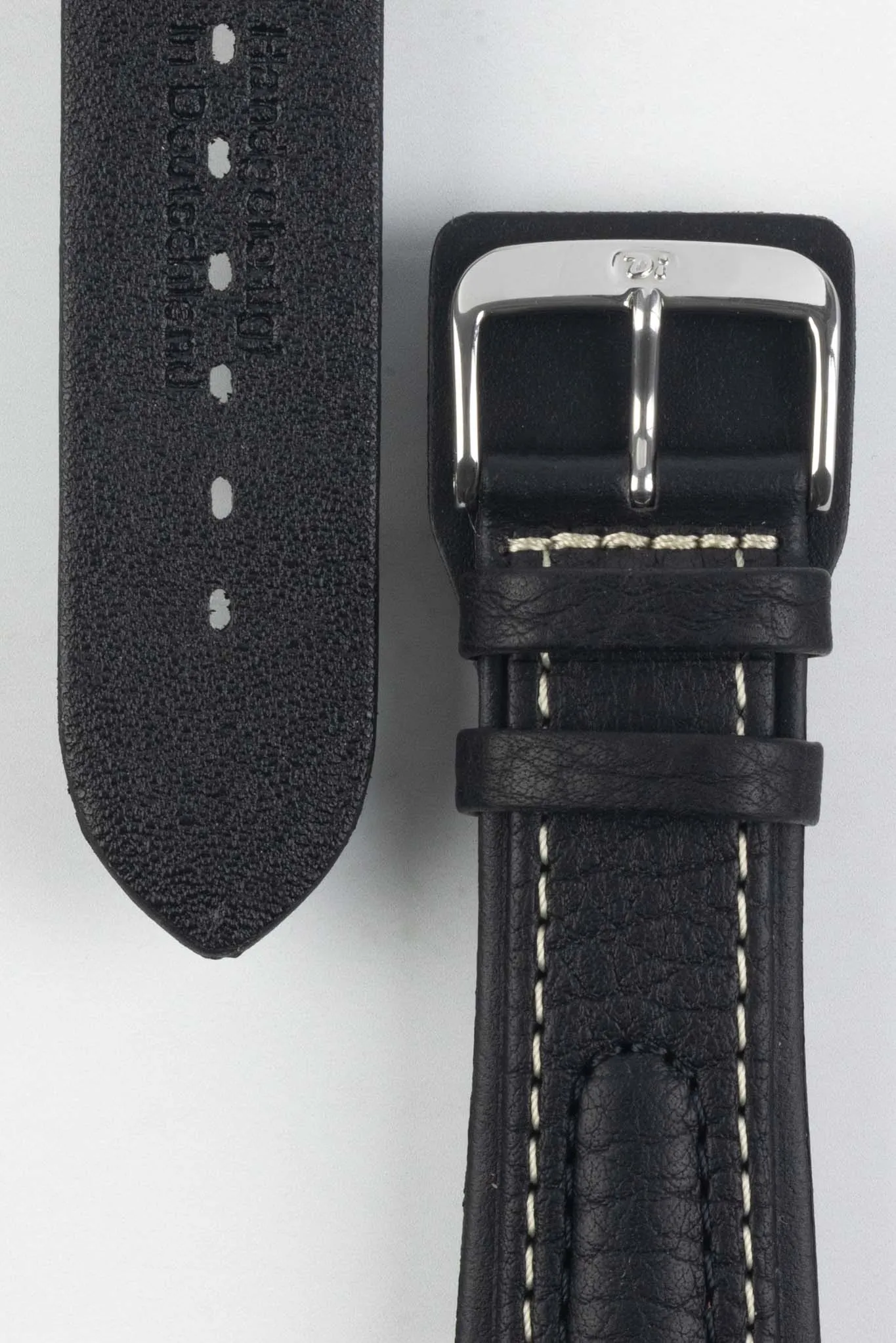Di-Modell CHRONISSIMO Waterproof Leather Watch Strap in BLACK / WHITE