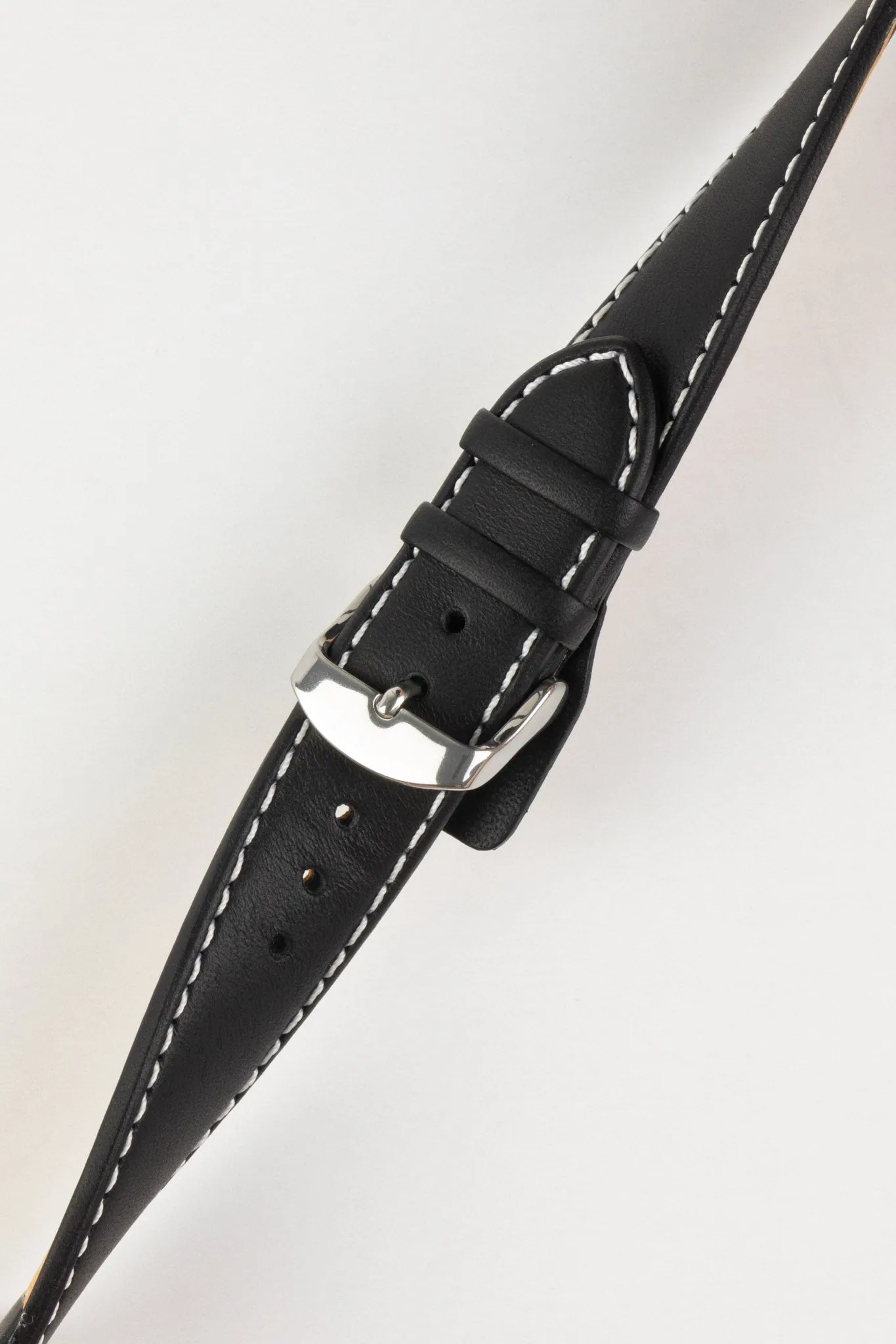 Di-Modell DENVER Calf Leather Watch Strap in BLACK / WHITE