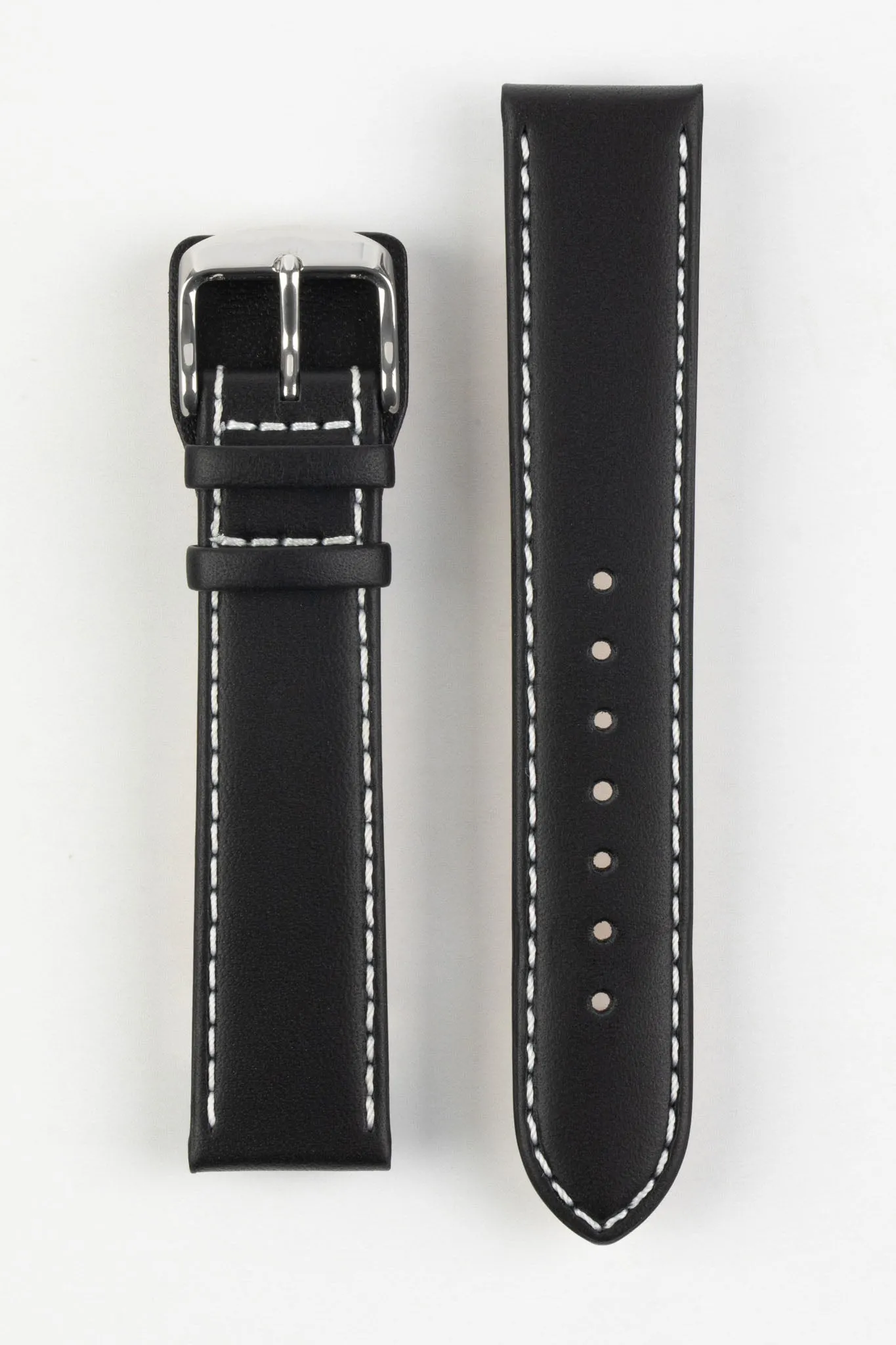 Di-Modell DENVER Calf Leather Watch Strap in BLACK / WHITE