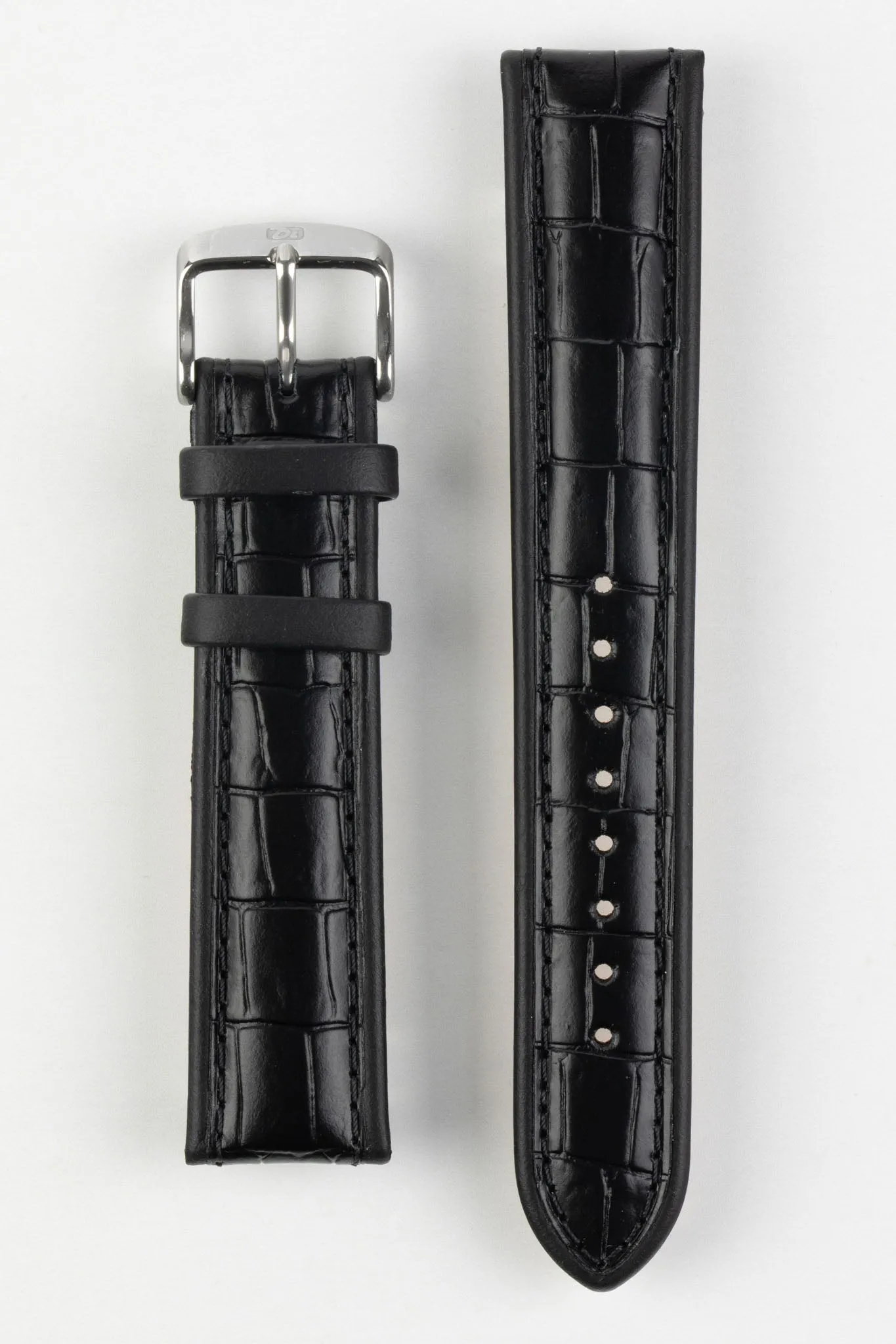 Di-Modell IMPERATOR Waterproof Alligator-Embossed Calfskin Watch Strap in BLACK