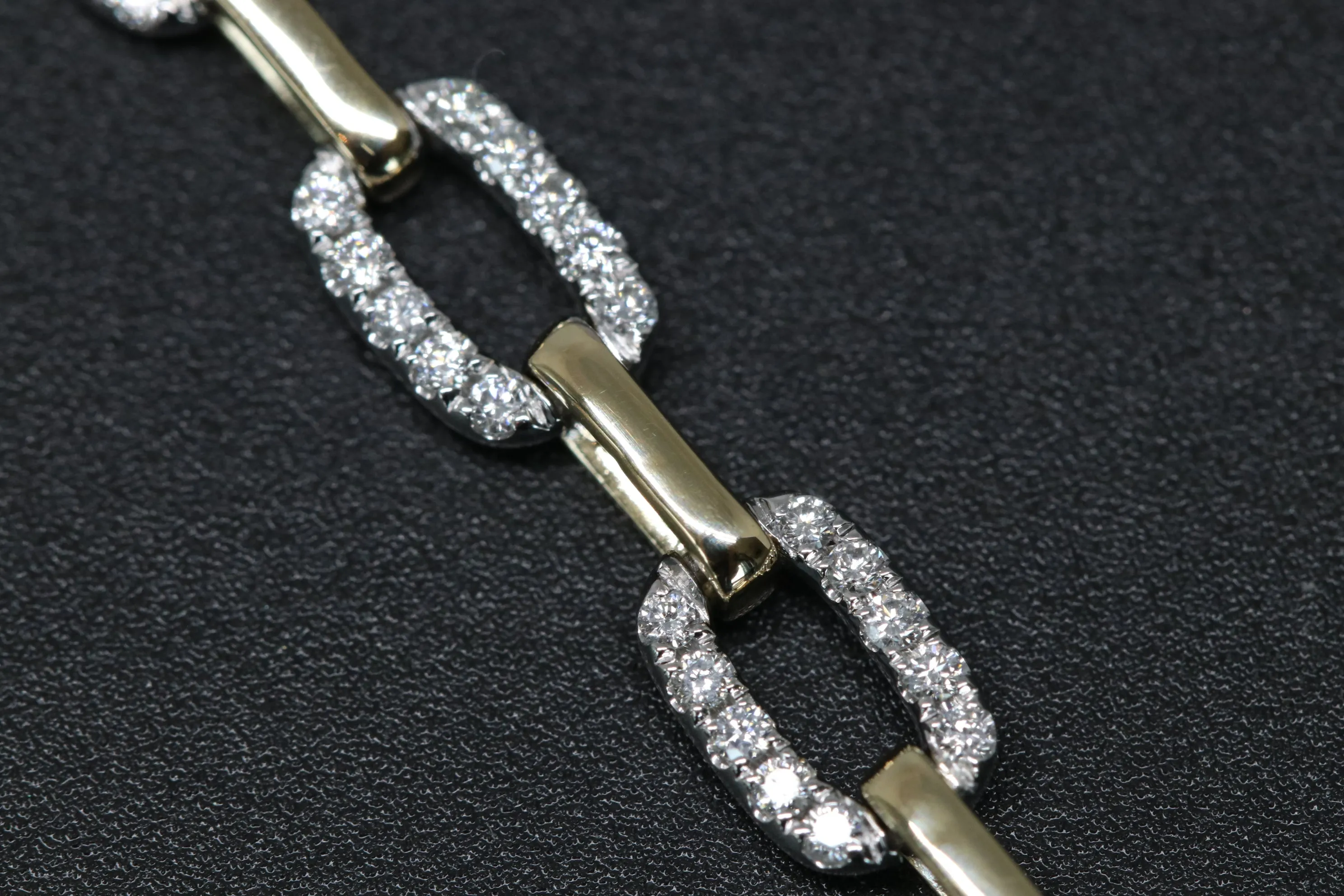 Diamond and Solid 14kt Gold Paperclip Chain Tennis Bracelet