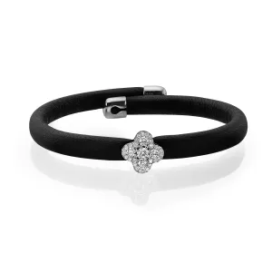 Diamond Clover Leather Bangle