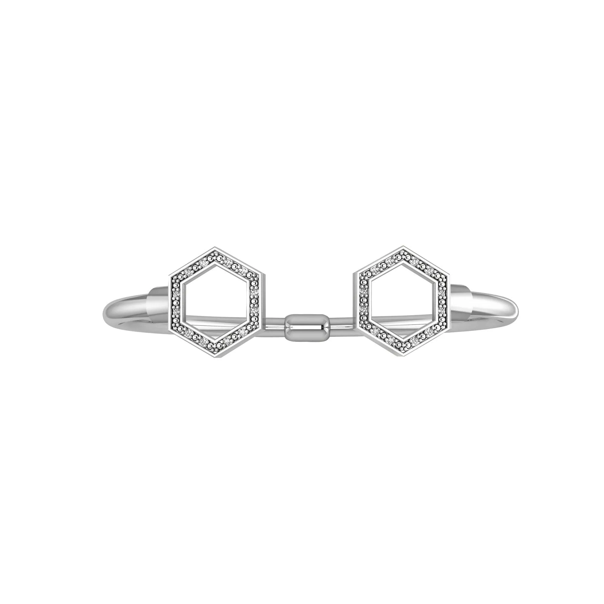 Diamond Fashion Geometric Hinged Bangle in Silver