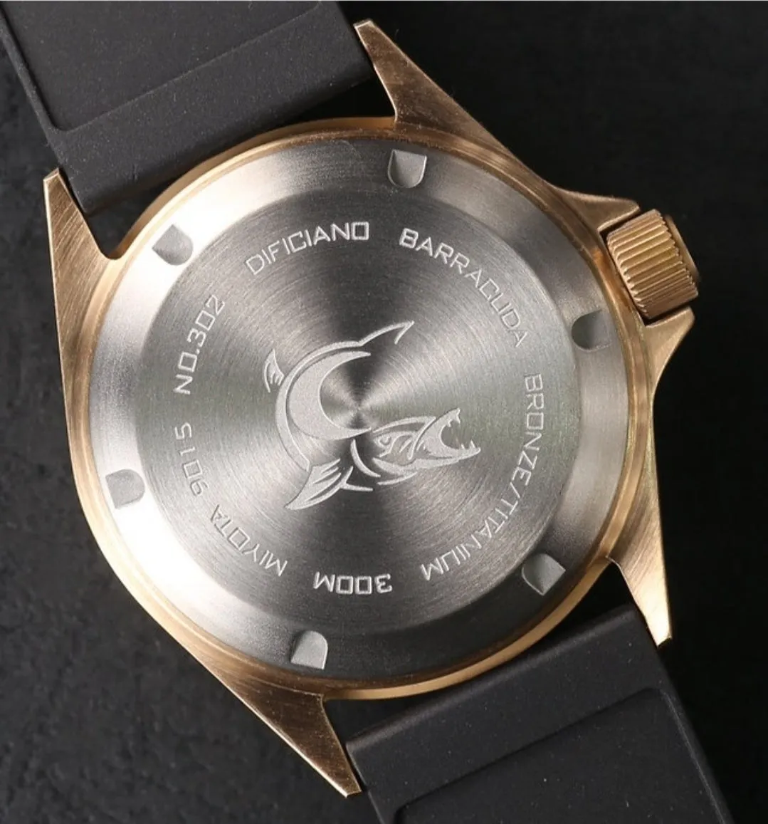 DIFICIANO Barracuda Brushed Brown Bronze 300m Dive Watch 36mm