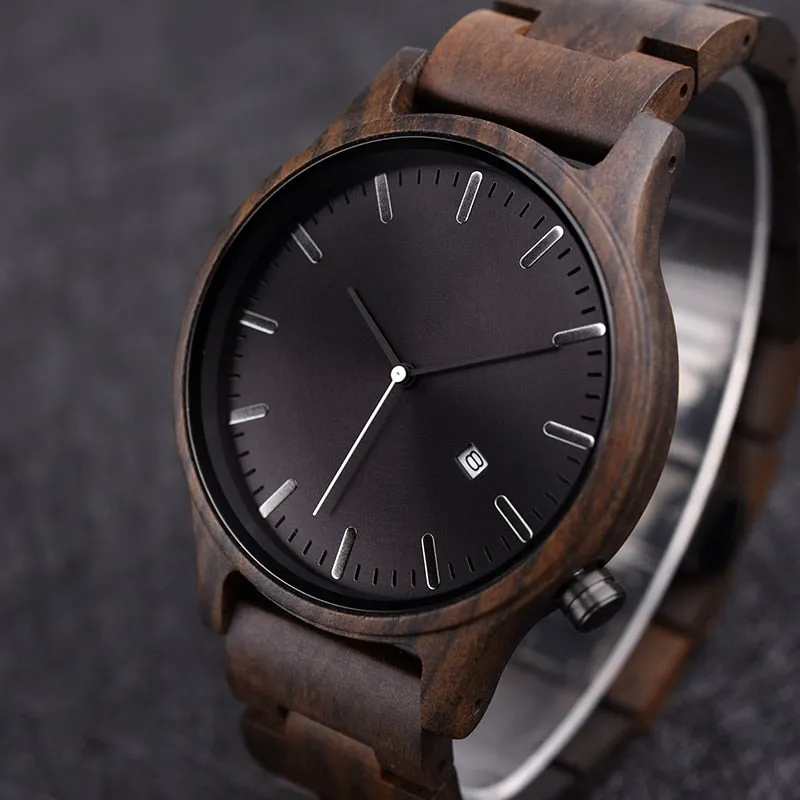DODO DEER Men's Wood Watches Retro Ebony Wood Clock Male Unique Wooden Adjustable Band Quartz Wristwatch Relogio Masculino B09