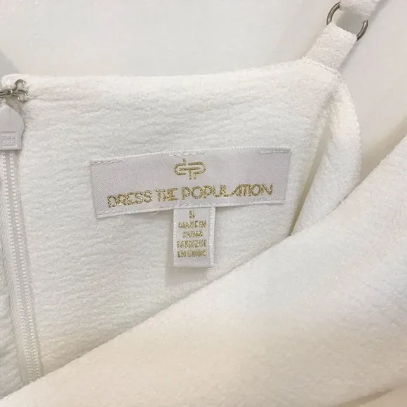 Dress The Population Beth Off White One Sleeve Dress Size S, EUC