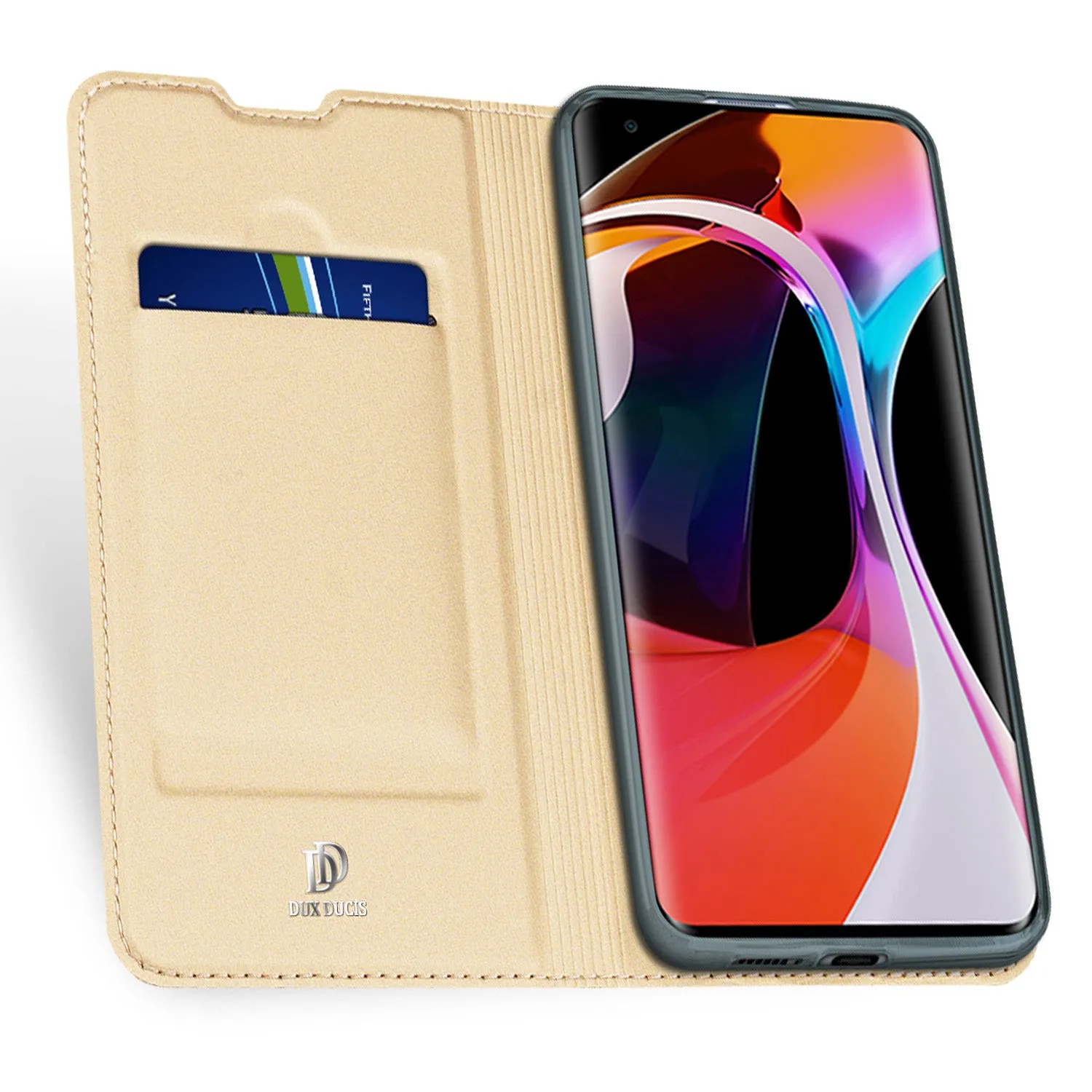 DUX DUCIS For XIAOMI 10/MI 10 Pro Fall Resistant Mobile Phone Cover Magnetic Leather Protective Case with Cards Slot Bracket Tyrant Gold