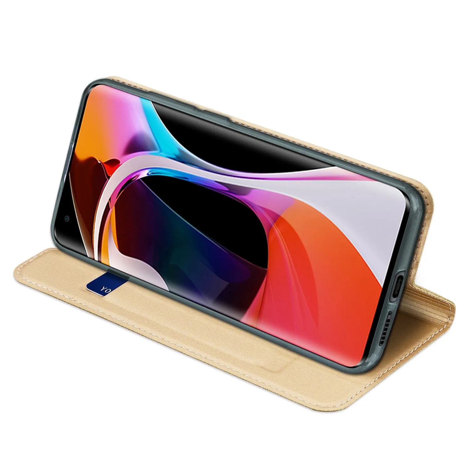 DUX DUCIS For XIAOMI 10/MI 10 Pro Fall Resistant Mobile Phone Cover Magnetic Leather Protective Case with Cards Slot Bracket Tyrant Gold