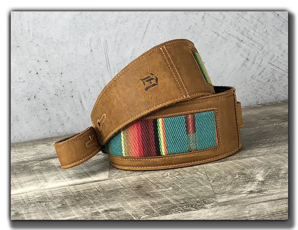 El Camino - Tobacco / Turquoise Leather Guitar Strap