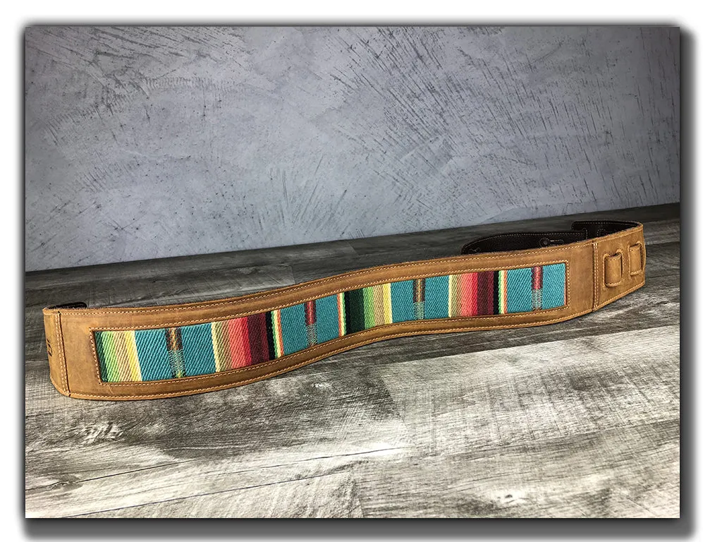 El Camino - Tobacco / Turquoise Leather Guitar Strap