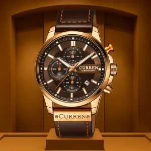 Elegant Quartz Watch with Leather Band