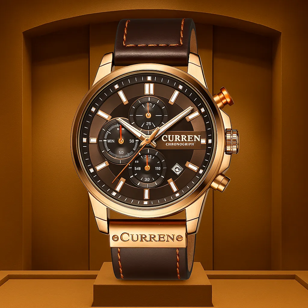 Elegant Quartz Watch with Leather Band