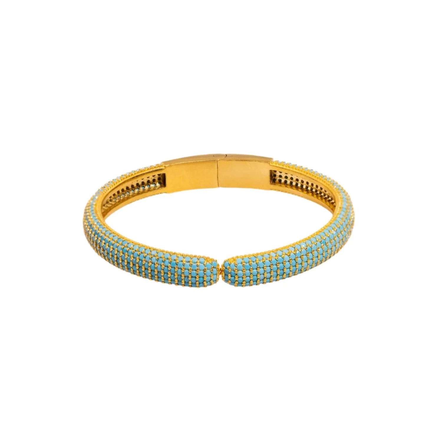 Elegant Turquoise & Gold Fashion Design Bangle Bracelet