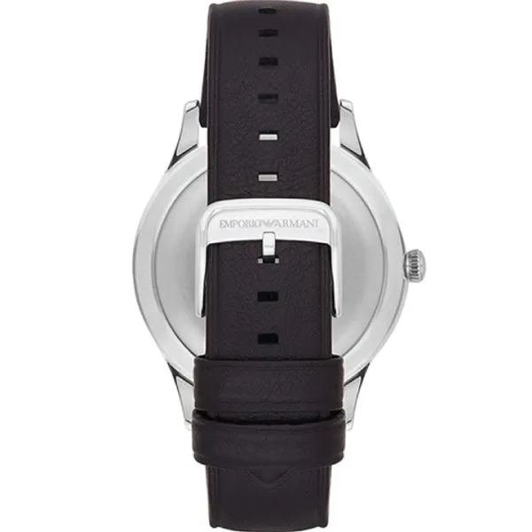 EMPORIO ARMANI Black Dial Black Leather Strap Watch For Gents - AR11020