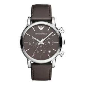 EMPORIO ARMANI Classic Brown Leather Strap Brown Dial Chronograph Quartz Watch for Gents - AR1734