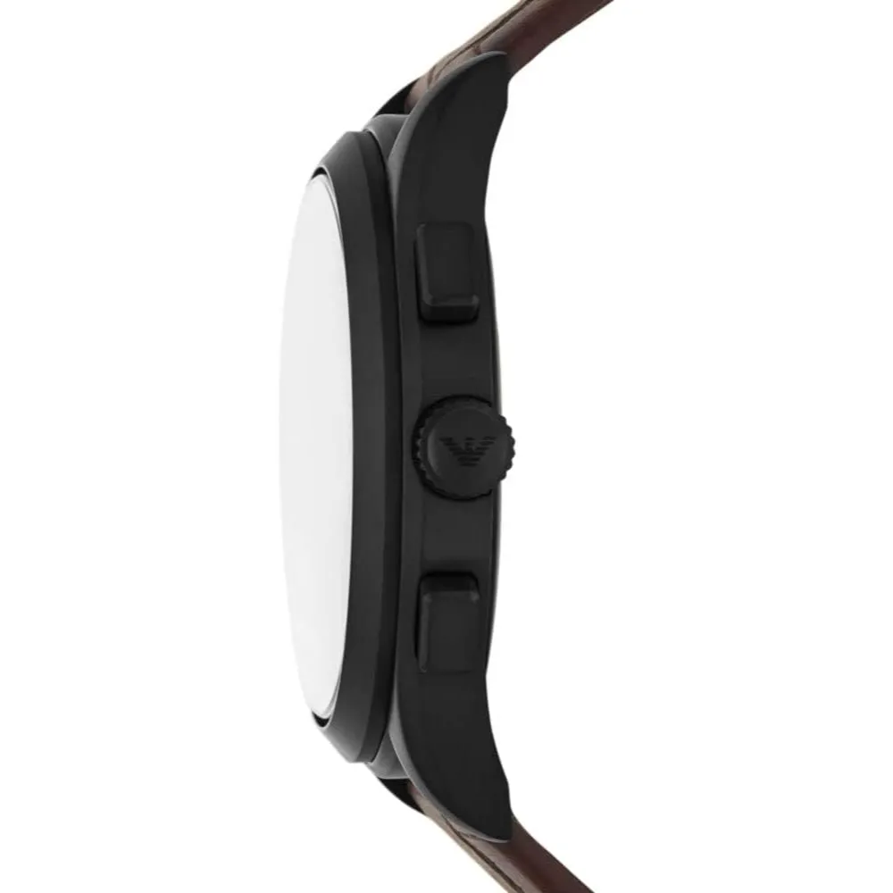 Emporio Armani Gents Chronograph Brown Leather Strap Watch