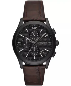 Emporio Armani Gents Chronograph Brown Leather Strap Watch