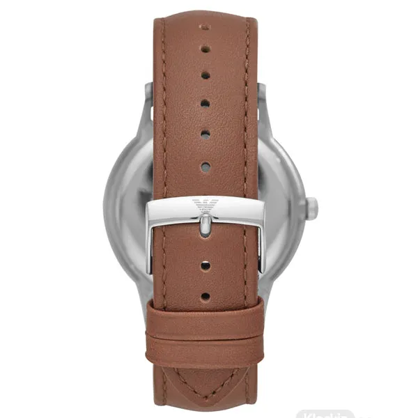 EMPORIO ARMANI Renato Brown Leather Strap Grey Dial Quartz Watch for Gents - AR11185