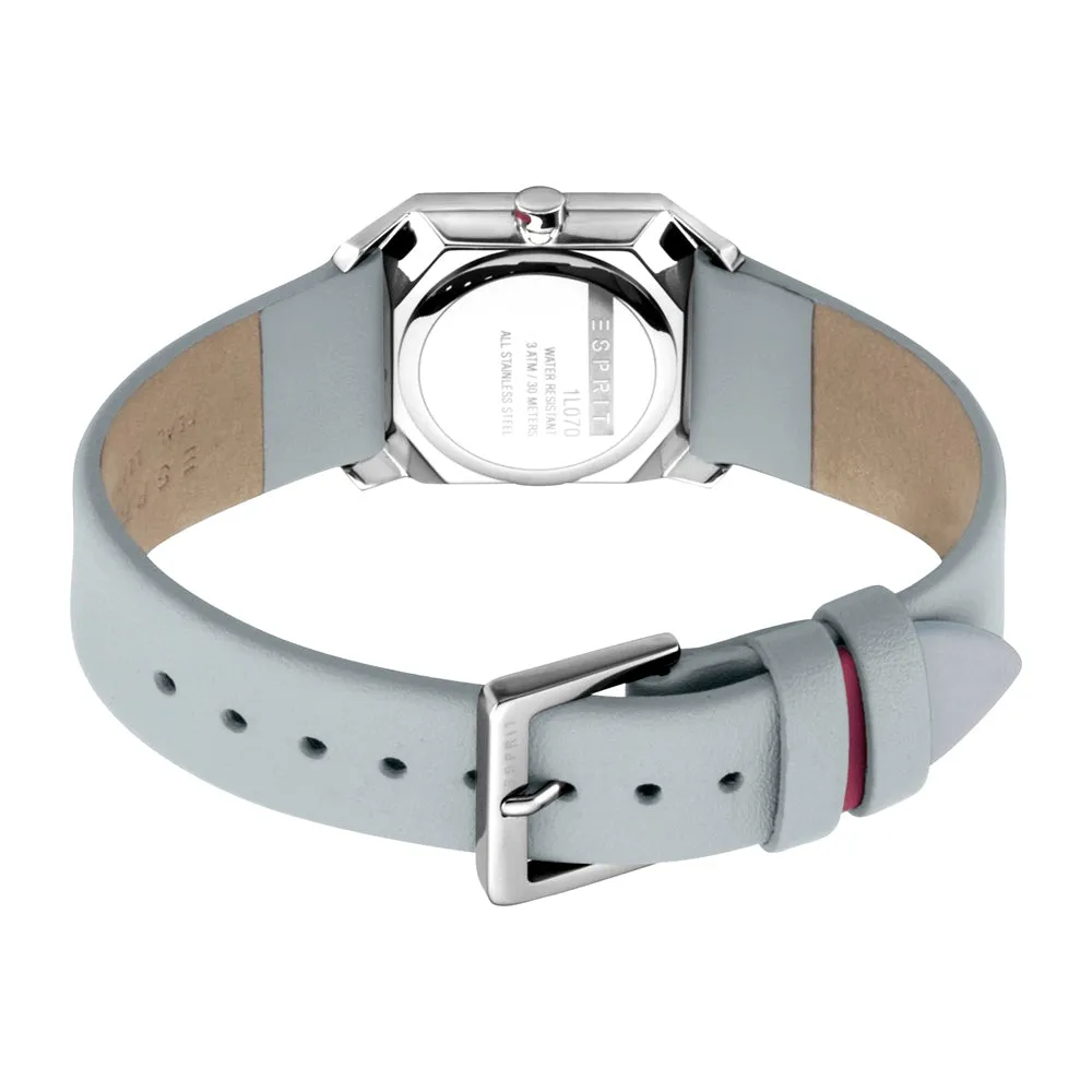 Esprit Ladies Stainless Steel Watch 2Tone Dial & Light Blue Leather Strap