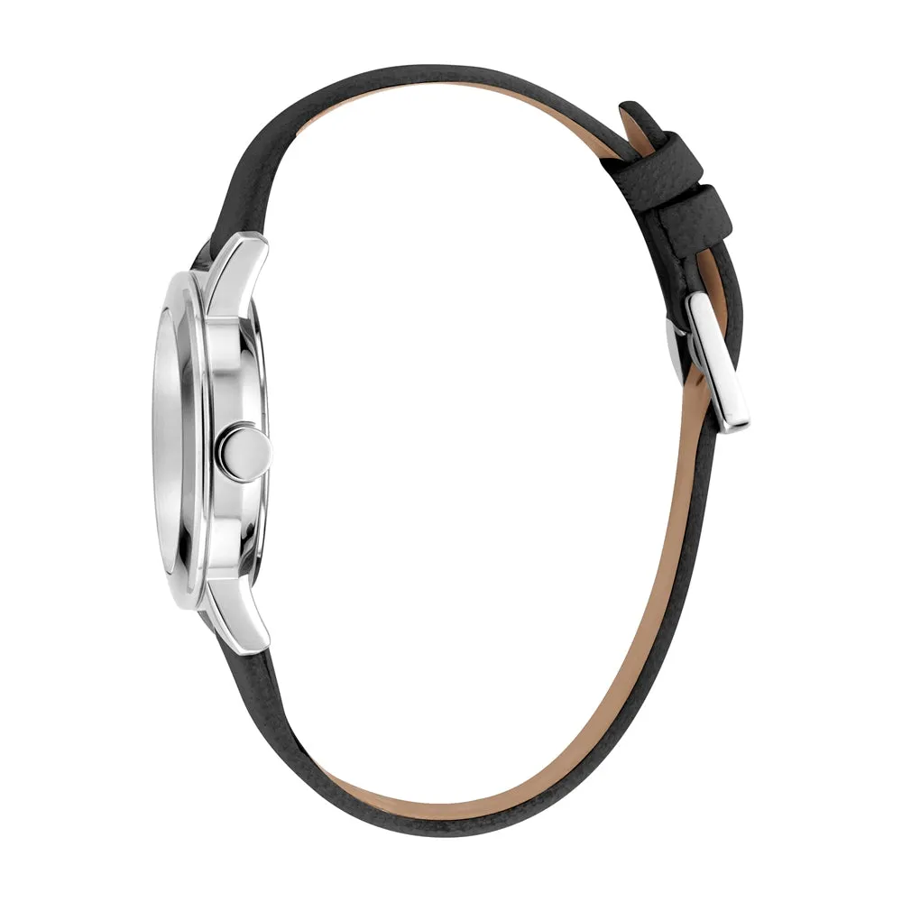 Esprit Ladies Stainless Steel Watch White Dial & Black Leather strap