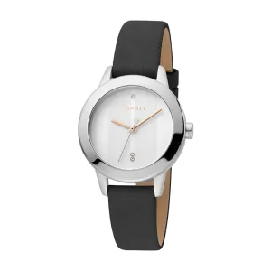 Esprit Ladies Stainless Steel Watch White Dial & Black Leather strap