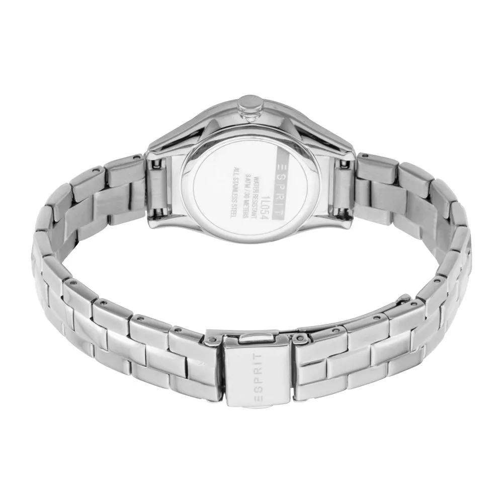 Esprit Ladies Stainless Steel Watch White Dial With Stones & Metal Bracelet