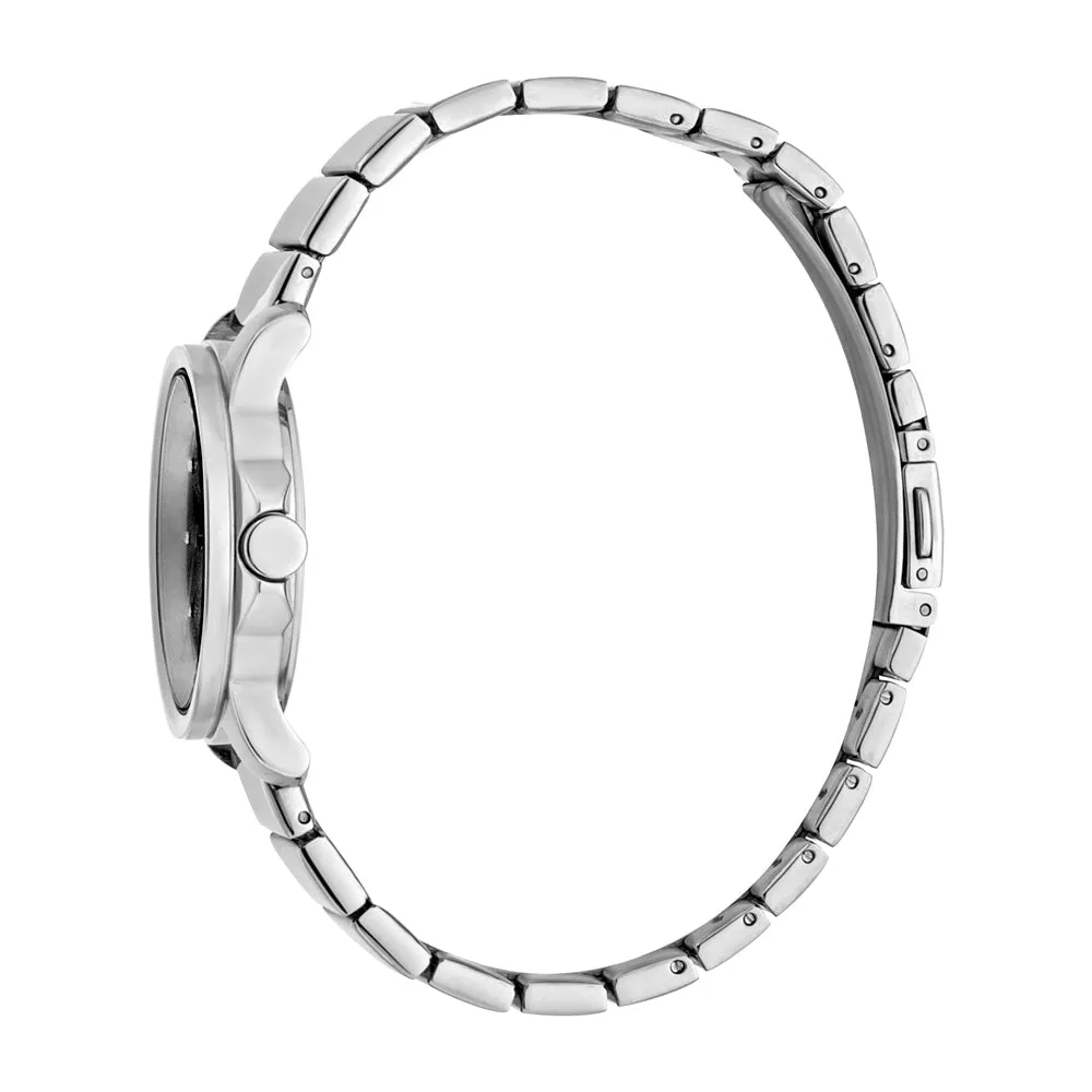 Esprit Ladies Watch Silver Color Stainless Steel BraceletÂ & Black Dial With Stone