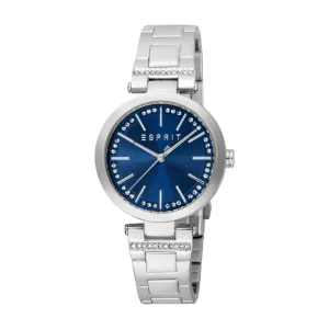 ESPRIT Women's Silver Color Watch with Dark Blue Dial and Stainless Steel Bracelet