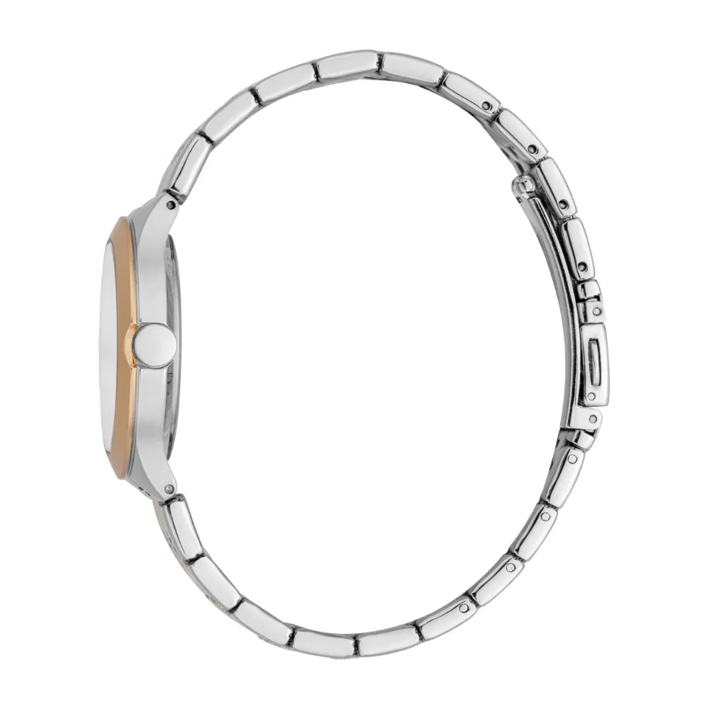 ESPRIT Women's Two Tone Silver & Rose Gold Watch with White MOP Dial and Metal Bracelet